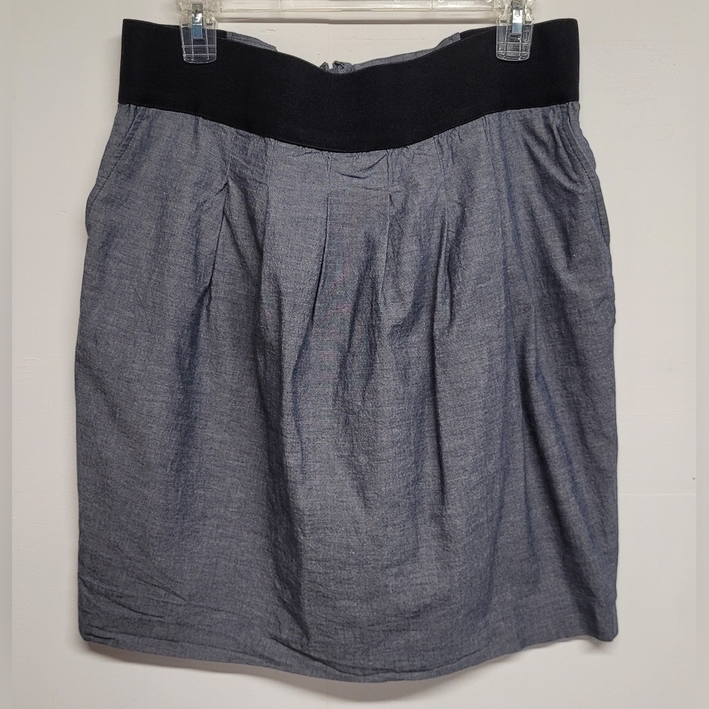 Alfani 14 Lightweight Denim Skirt Elastic Waist Pleated Like New